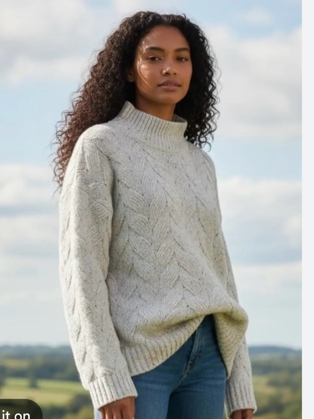 Joie Flecked Cable Knit Mock Neck Tunic Sweater